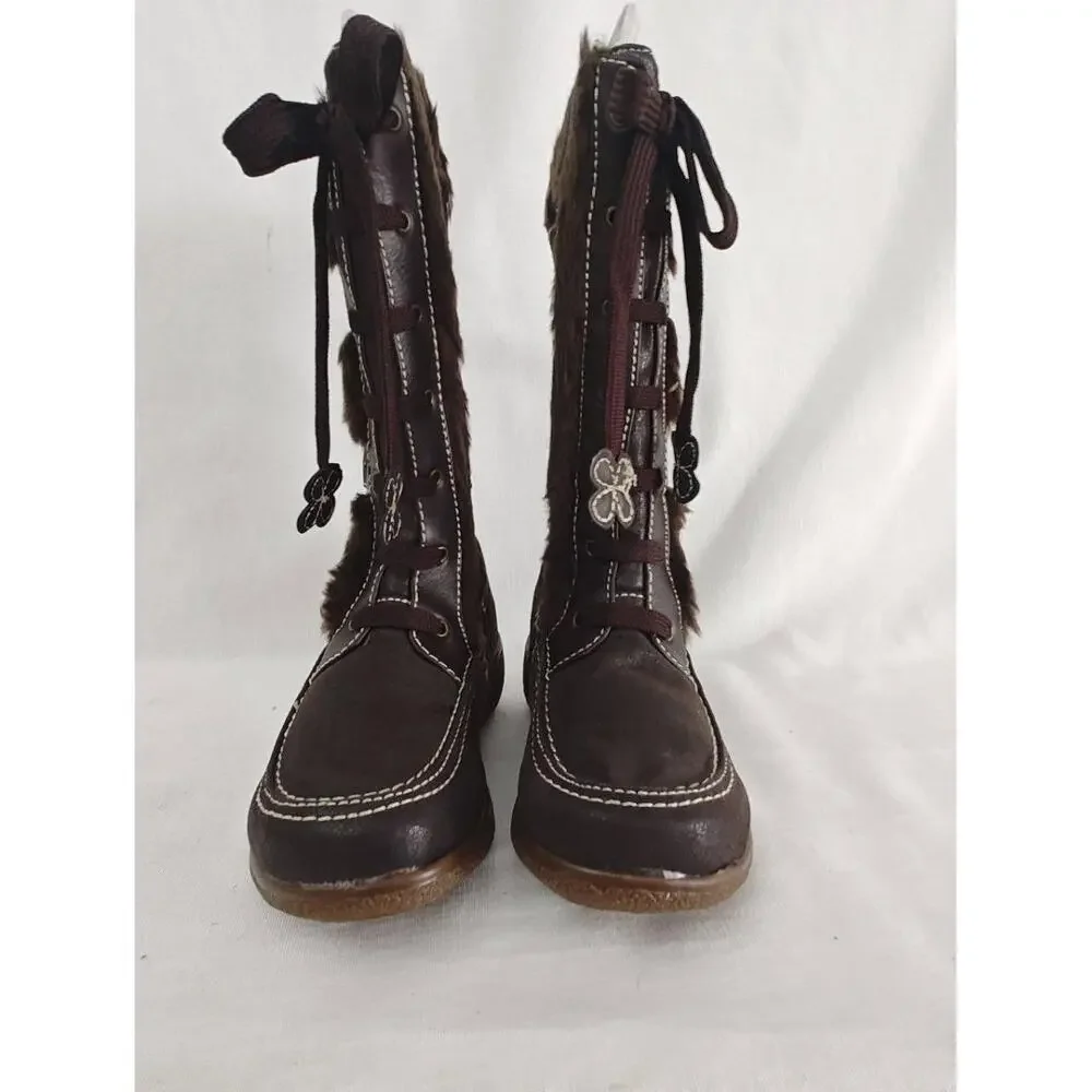 Rachel Shoes Winter‎ Boots Fresno Brown Girls 13 New Lace Up Faux Fur Warm